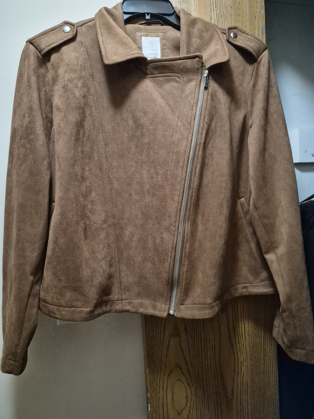 LC Lauren Conrad Asymmetric Faux Suede Moto Jacket - Brown - Picture 2 of 10